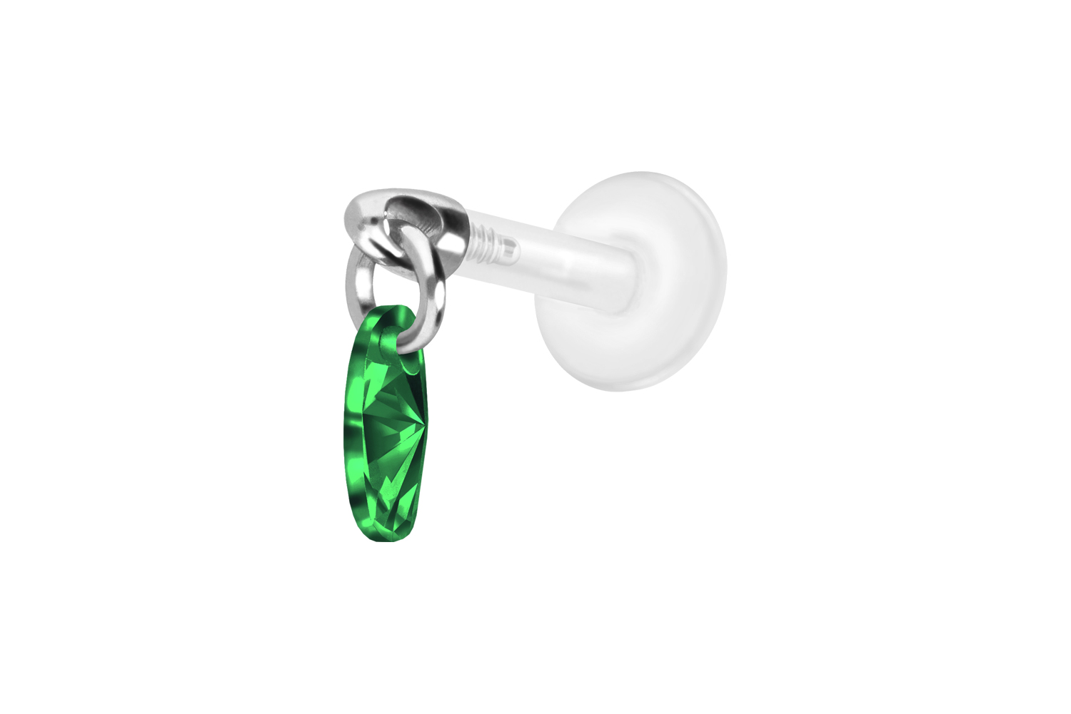 PTFE Labret Piercing mit Innengewinde + Titan-Aufsatz KRISTALLOVAL